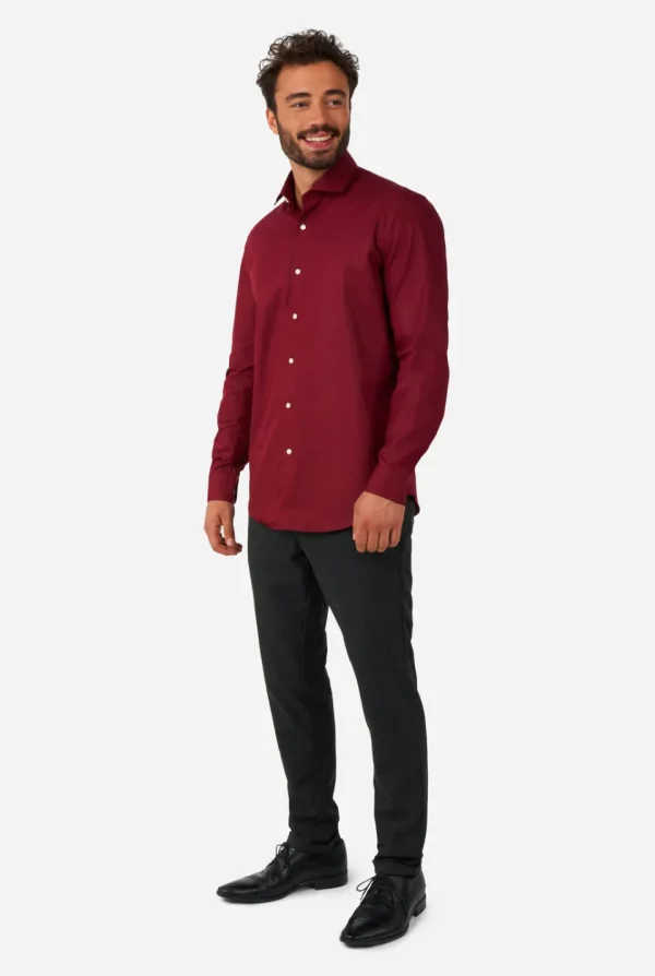 Men OppoSuits Solid Colored Shirts^Blazing Burgundy