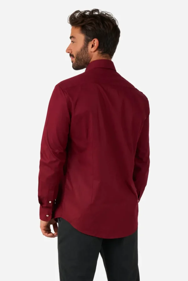 Men OppoSuits Solid Colored Shirts^Blazing Burgundy