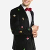 Men OppoSuits Christmas Blazers^Christmas - X-Mas Icons - Black