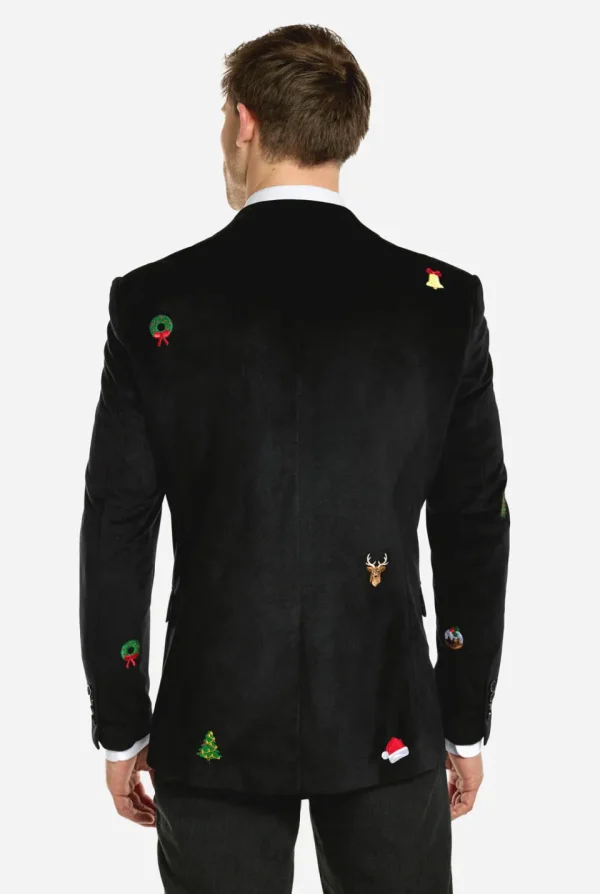 Men OppoSuits Christmas Blazers^Christmas - X-Mas Icons - Black