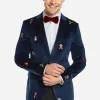 Men OppoSuits Christmas Blazers^Christmas - X-Mas Icons - Navy