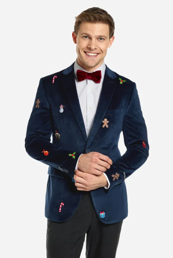 Men OppoSuits Christmas Blazers^Christmas - X-Mas Icons - Navy