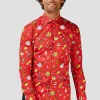 Men OppoSuits Christmas Shirts^Christmas Doodle Red