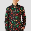 Teen Boys OppoSuits Christmas Shirts^Christmas Icons Black