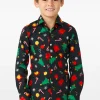 Boys OppoSuits Christmas Shirts^Christmas Icons Black