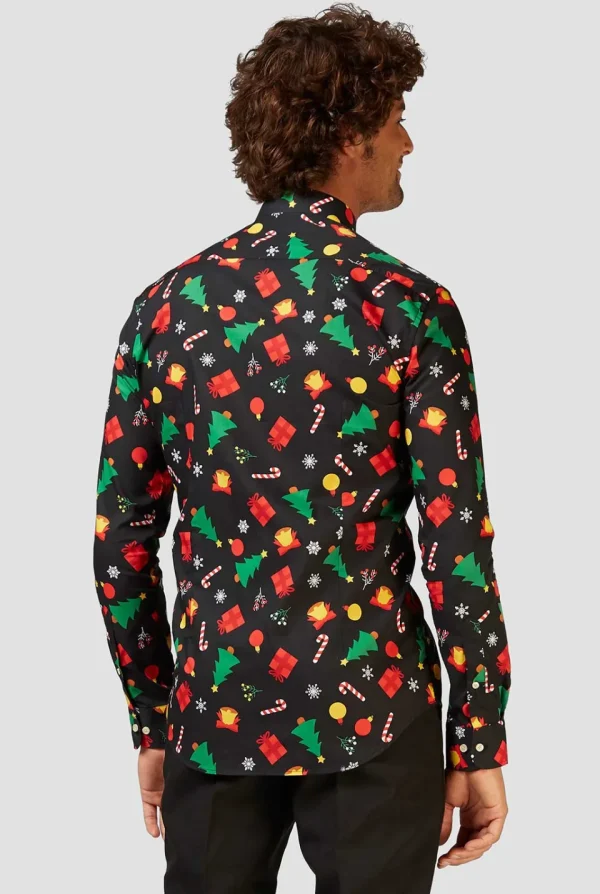 Men OppoSuits Christmas Shirts^Christmas Icons Black