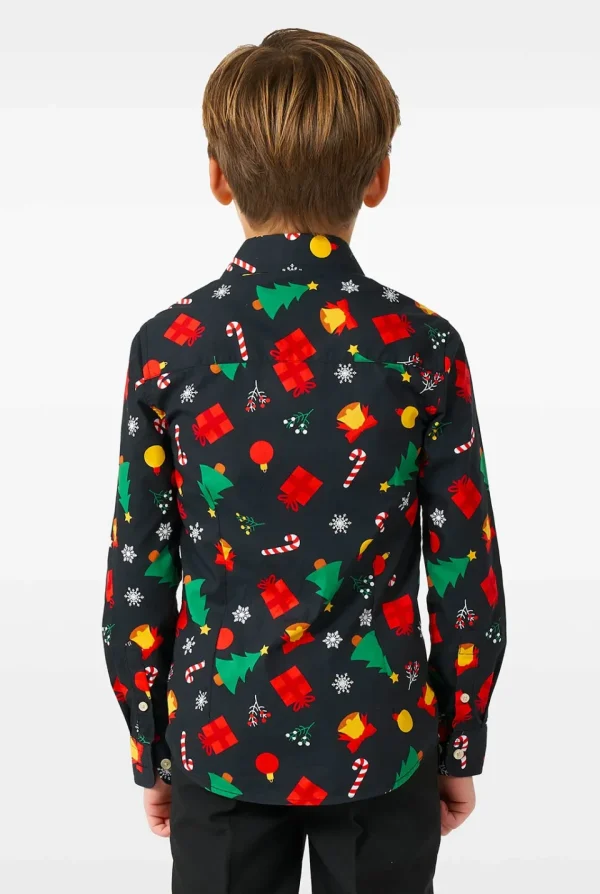 Boys OppoSuits Christmas Shirts^Christmas Icons Black