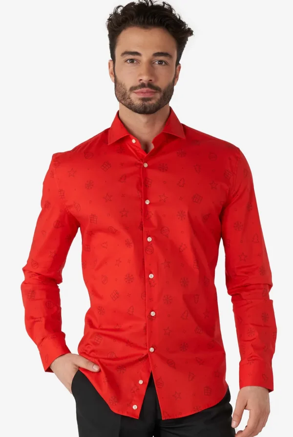 Men OppoSuits Christmas Shirts^Christmas Icons Red