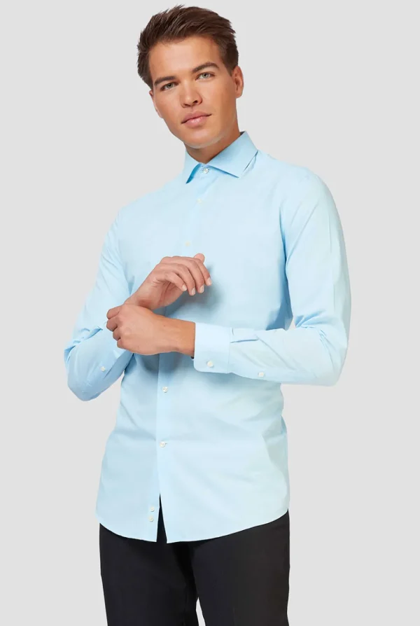 Men OppoSuits Solid Colored Shirts^Cool Blue