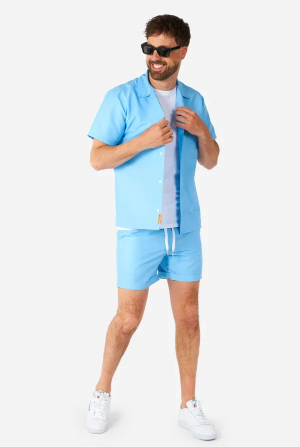 Men OppoSuits Solid Colored Summer Sets^Cool Blue