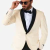 Men OppoSuits Christmas Blazers^Dinner Jacket - Ivory Champagne