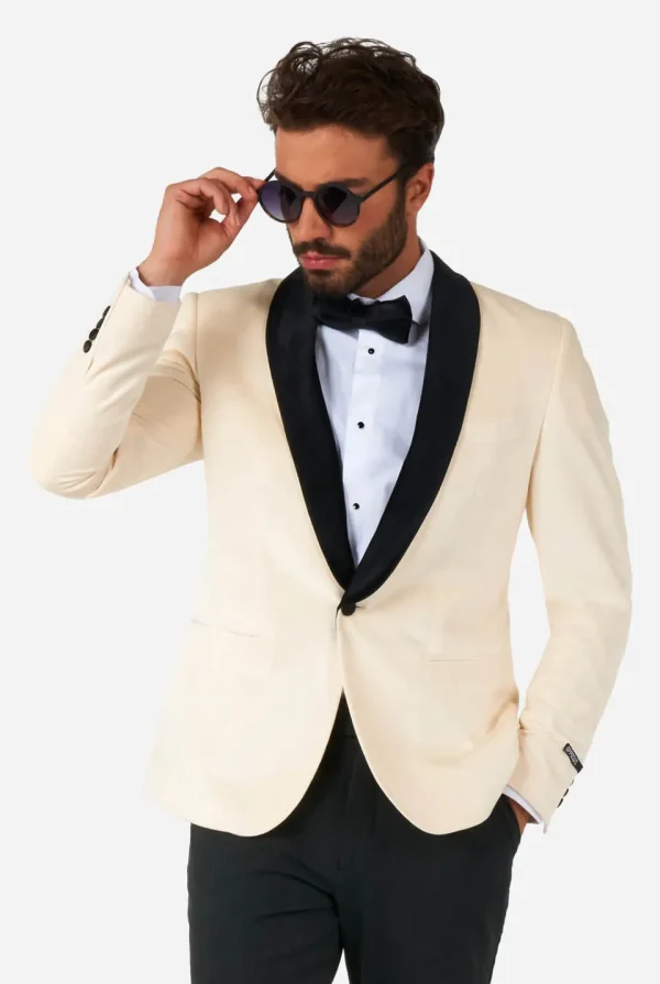 Men OppoSuits Christmas Blazers^Dinner Jacket - Ivory Champagne