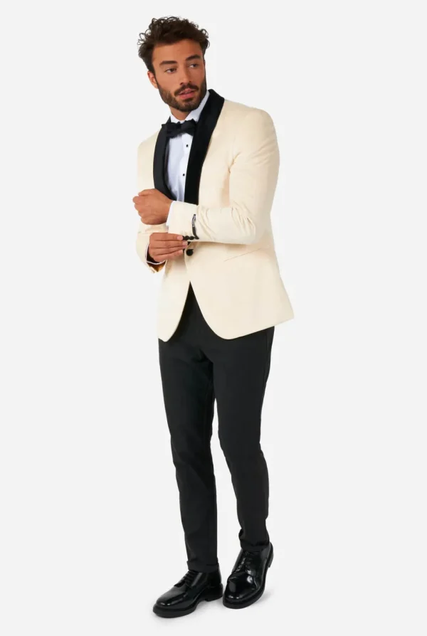 Men OppoSuits Christmas Blazers^Dinner Jacket - Ivory Champagne