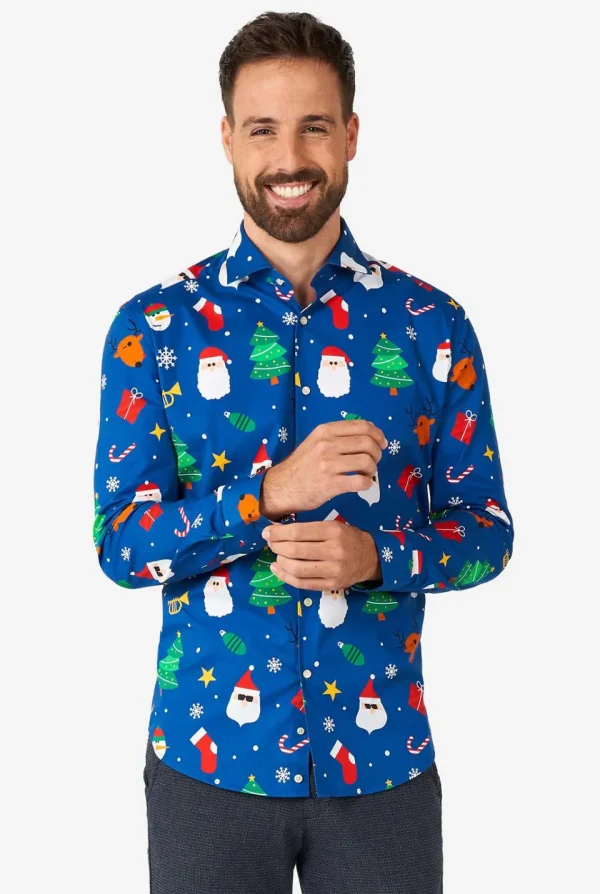 Men OppoSuits Christmas Shirts^Festivity Blue