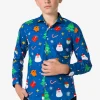 Teen Boys OppoSuits Christmas Shirts^Festivity Blue