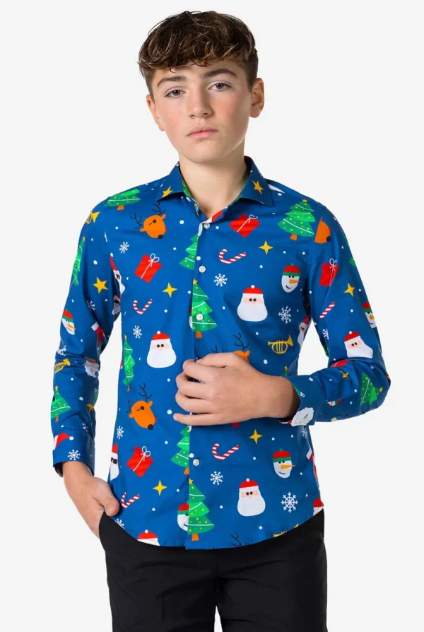 Teen Boys OppoSuits Christmas Shirts^Festivity Blue