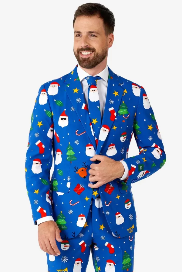 Men OppoSuits Christmas Suits^Festivity Blue