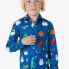 Boys OppoSuits Christmas Shirts^Festivity Blue