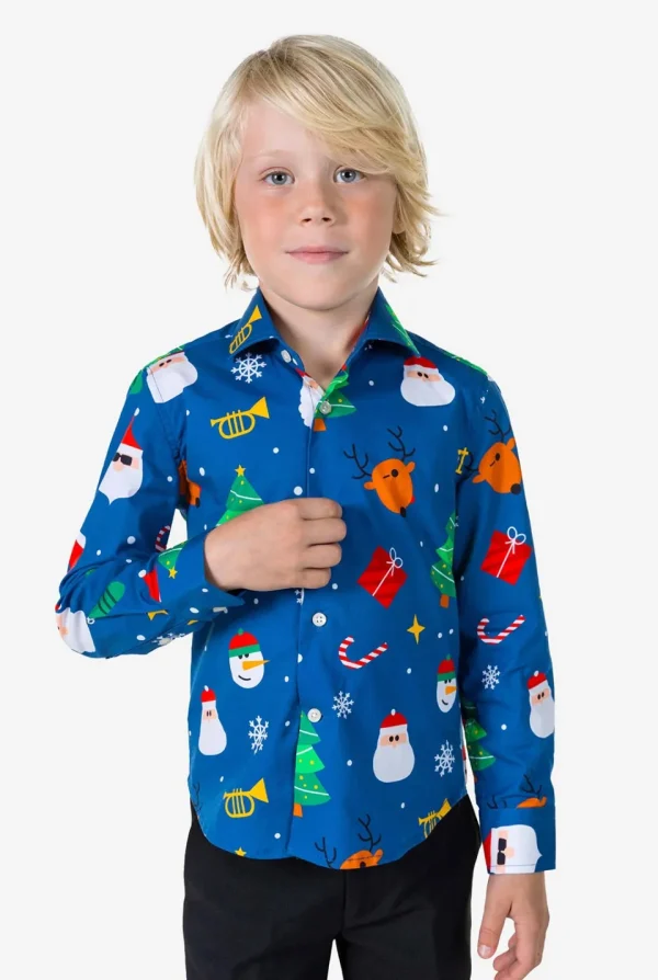 Boys OppoSuits Christmas Shirts^Festivity Blue