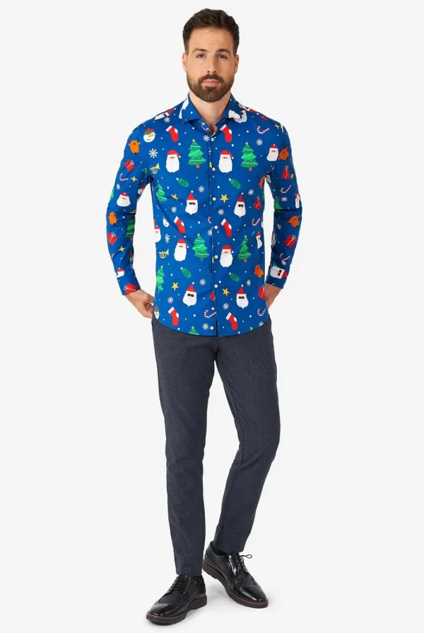 Men OppoSuits Christmas Shirts^Festivity Blue