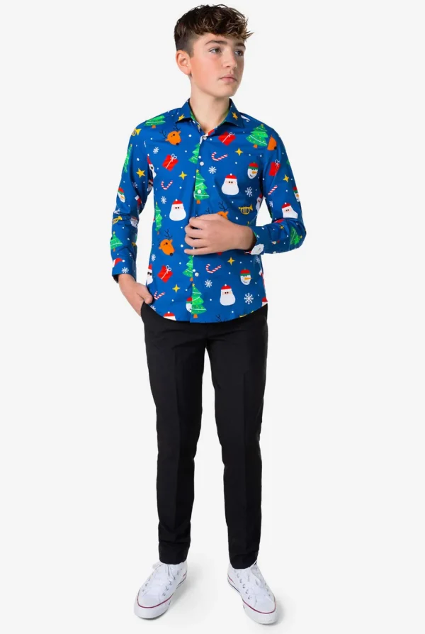 Teen Boys OppoSuits Christmas Shirts^Festivity Blue