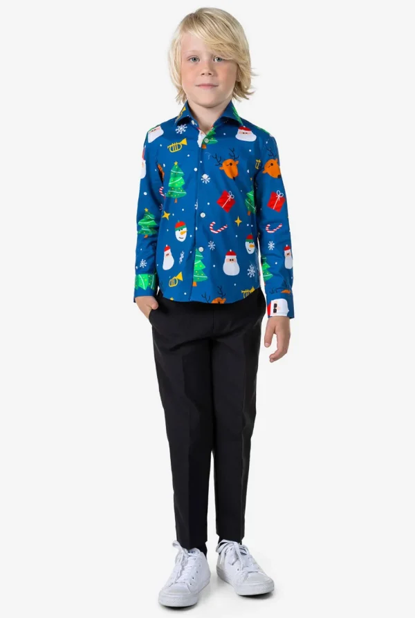 Boys OppoSuits Christmas Shirts^Festivity Blue