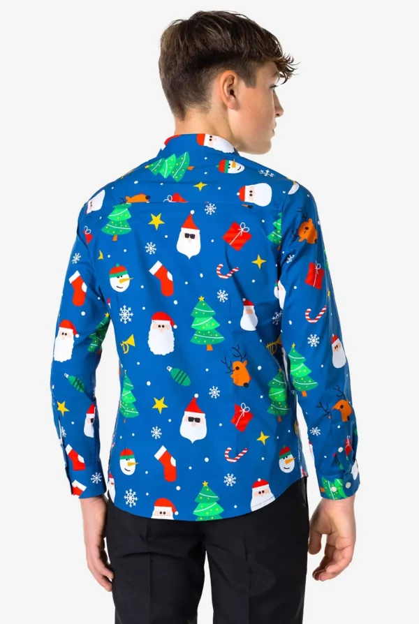 Teen Boys OppoSuits Christmas Shirts^Festivity Blue