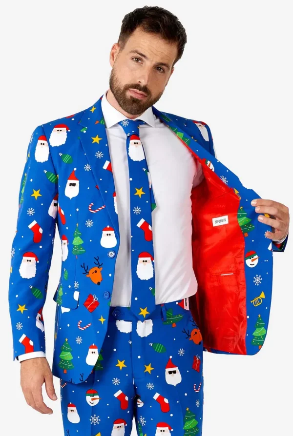 Men OppoSuits Christmas Suits^Festivity Blue