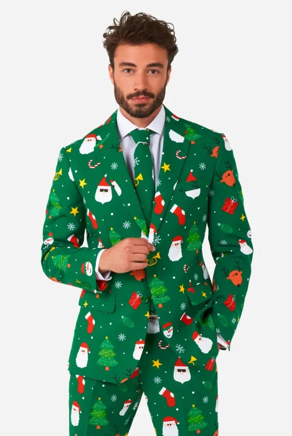 Men OppoSuits Christmas Suits^Festivity Green