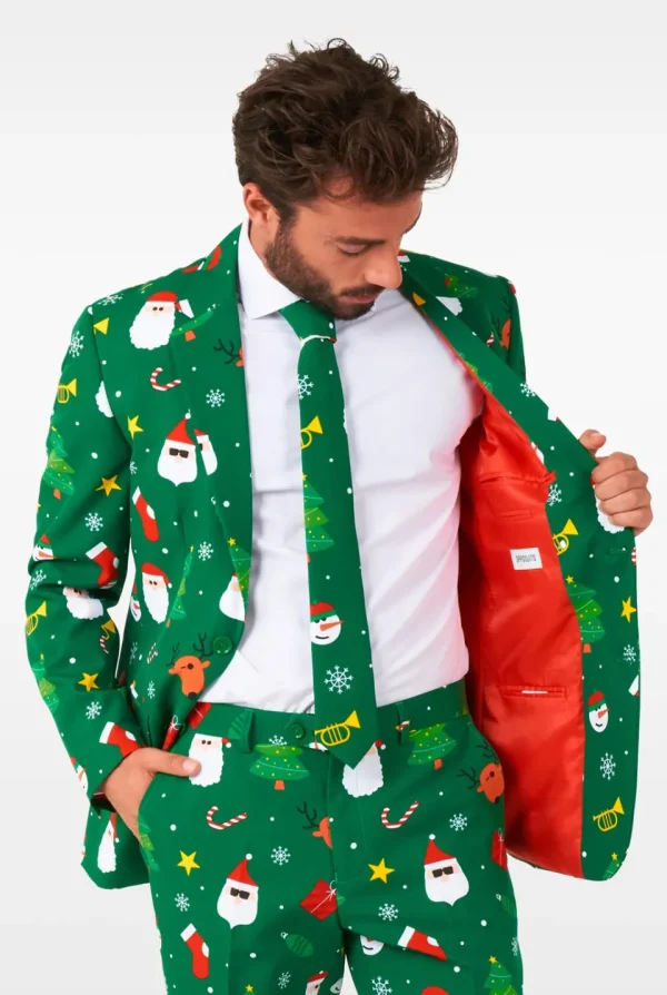 Men OppoSuits Christmas Suits^Festivity Green