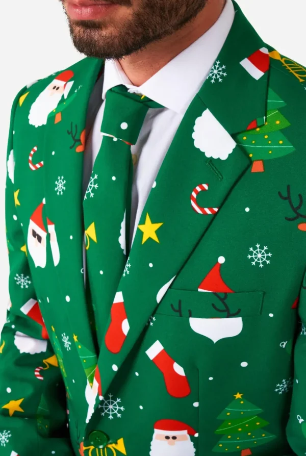 Men OppoSuits Christmas Suits^Festivity Green