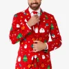 Men OppoSuits Christmas Suits^Festivity Red