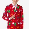 Teen Boys OppoSuits Christmas Suits^Festivity Red