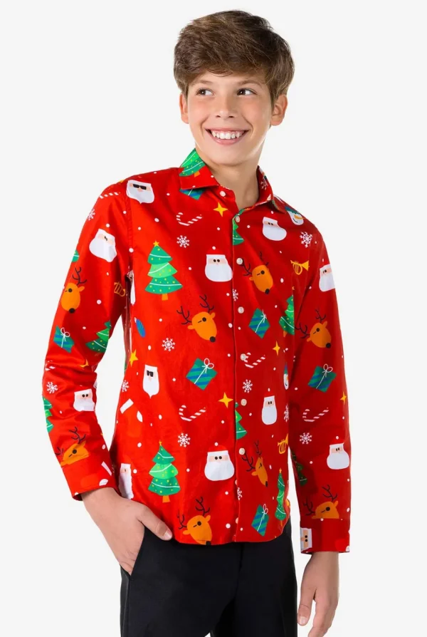 Teen Boys OppoSuits Christmas Shirts^Festivity Red