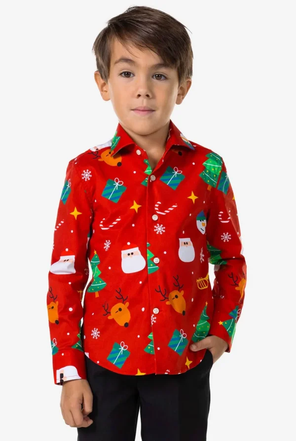 Boys OppoSuits Christmas Shirts^Festivity Red