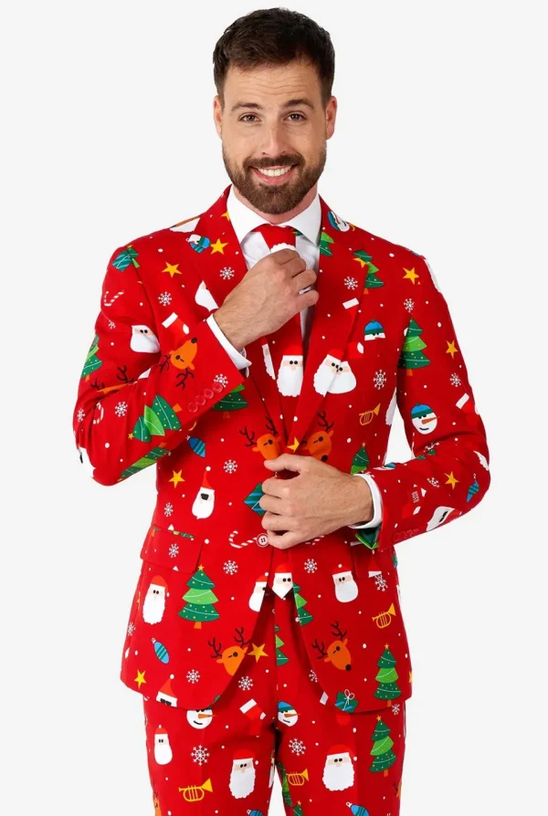 Men OppoSuits Christmas Suits^Festivity Red