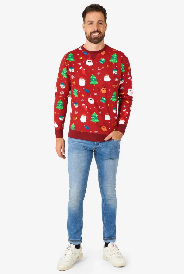 Men OppoSuits Christmas Sweaters^Festivity Red