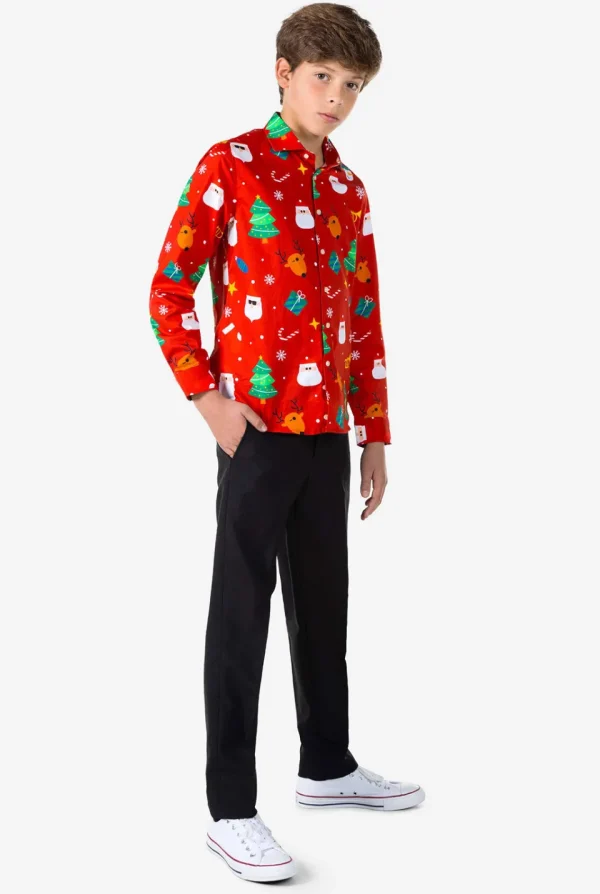 Teen Boys OppoSuits Christmas Shirts^Festivity Red