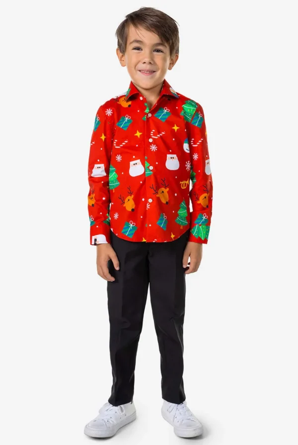 Boys OppoSuits Christmas Shirts^Festivity Red