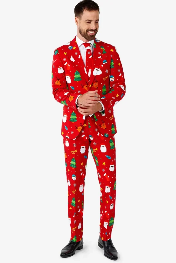 Men OppoSuits Christmas Suits^Festivity Red