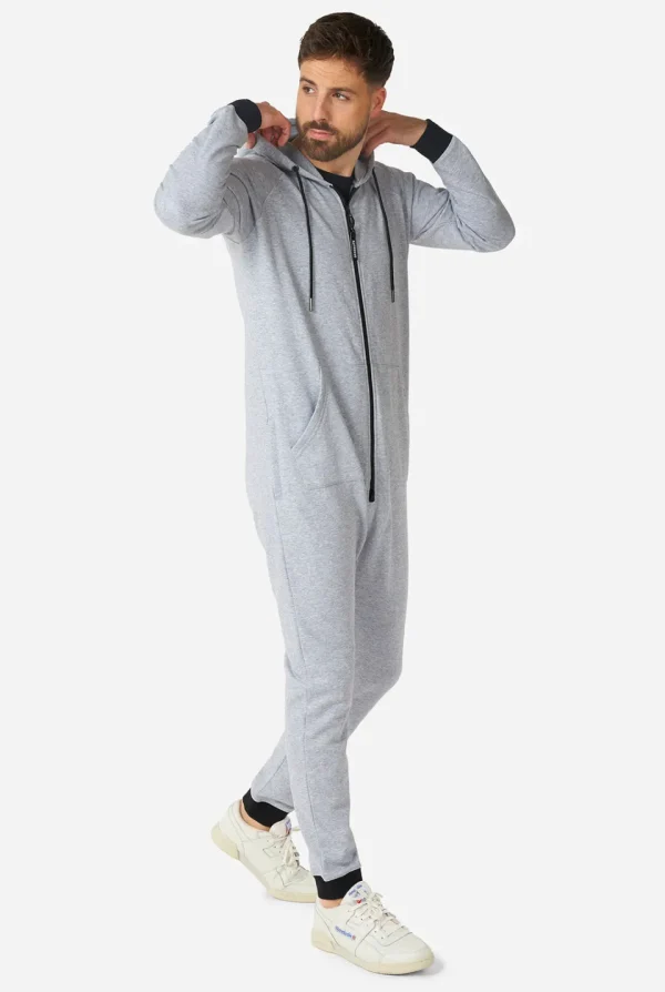 Men OppoSuits Solid Colored Onesies^Gentle Grey