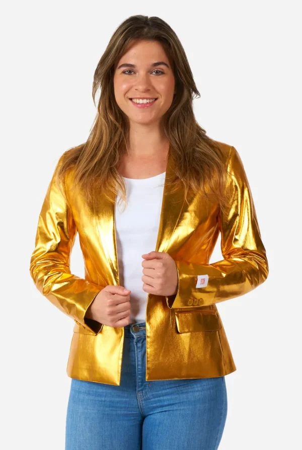 Women OppoSuits Christmas Blazers^Groovy Gold