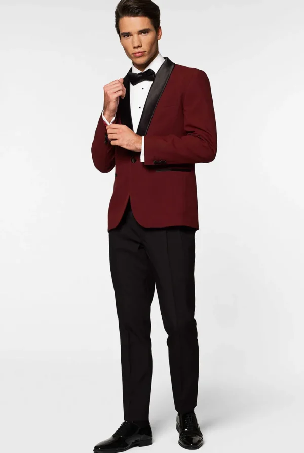 Men OppoSuits Christmas Tuxedos^Hot Burgundy