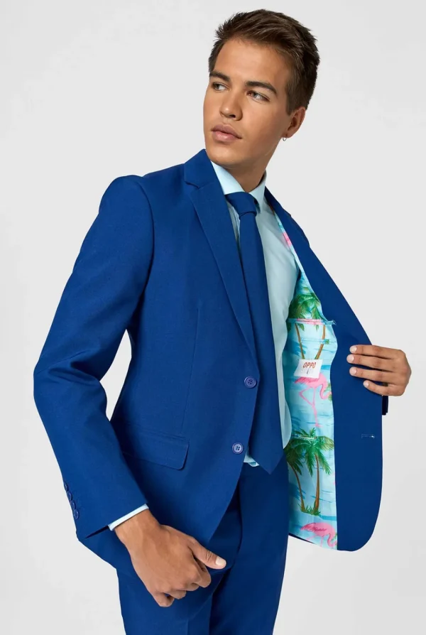 Men OppoSuits Solid Colored Suits^Navy Royale - Flaminguy Lining