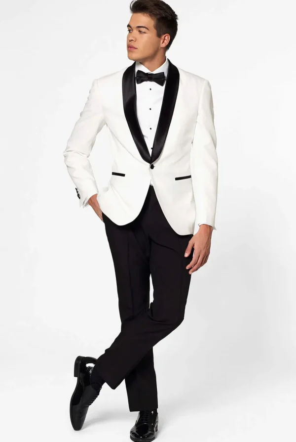 Men OppoSuits Christmas Tuxedos^Pearly White