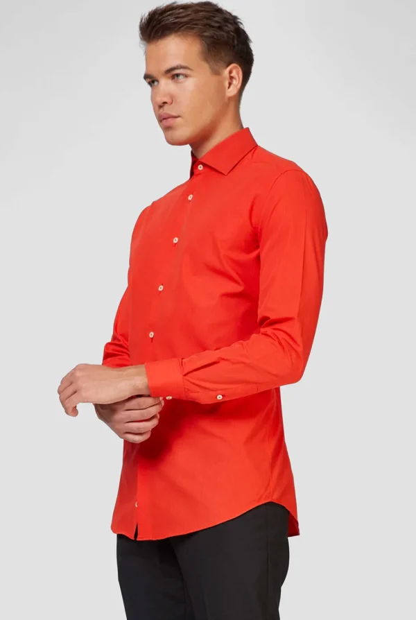 Men OppoSuits Solid Colored Shirts^Red Devil