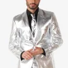 Men OppoSuits Christmas Suits^Shiny Silver