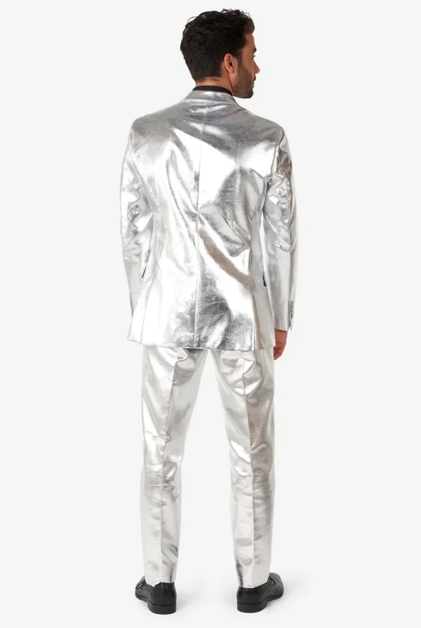 Men OppoSuits Christmas Suits^Shiny Silver