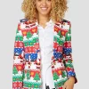 Women OppoSuits Christmas Blazers^Snazzy Santa