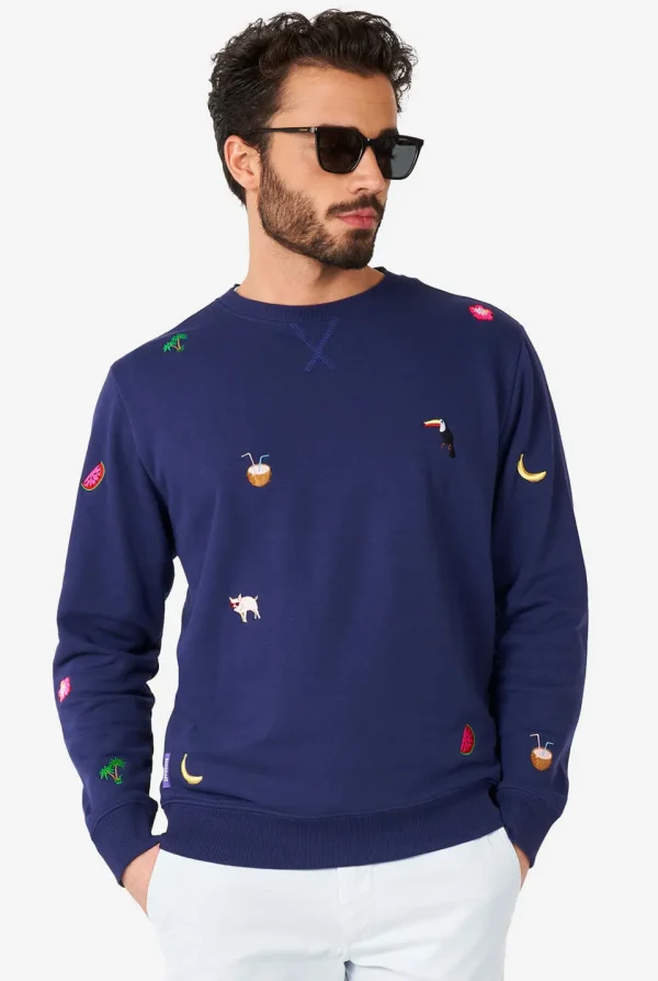 Men OppoSuits Deluxe Sweaters^Summer Icons - Navy